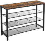 VASAGLE Cipőtartó Állvány 3 Hálós Polccal Rusztikus Barna és Fekete Ipari Stílus (EUZ-LBS014KD01)