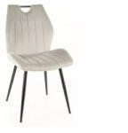 SIGNAL MEBLE Arco Velvet Világosszürke Bársony Étkezőszék Fekete Fém Lábakkal (SIG-ARCOVCJSZ)