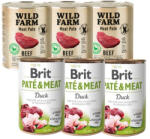 Brit PATE & MEAT DUCK 3x800g + WILD FARM Pate Beef 3x800g