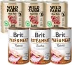 Brit PATE & MEAT RABBIT 3x800g + WILD FARM Pate Lamb 3x800g