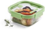 Lékué hermetikusan záródó tárolóedény élelmiszerekhez, Square Glass, négyzet alakú, 320 ml, zöld (883965)