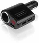 CARMOTION szivargyújtós töltő voltmérővel - 12/24V, 3x USB, 5A, LCD kijelző (CM58710)