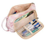  School Pencil Case Two-Compartment Folding Pouch Double Pink for Children