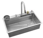 Kevmil SER 750x460 Exkluzív design extra mély egymedencés rozsdamentes mosogató 75 x 46 x 23 cm - Inox (SER 750x460-inox)