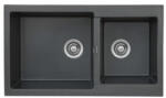 Kevmil Pyramid gránit két medencés mosogatótálca 850 x 500 mm - fekete (Pyramid-fekete)