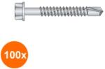 Tecfi Set 100 x Surub Autoforant cu Cap Hexagonal, Otel, Zincat / Vopsit - 6.3x160/70 (COR-100xT.AB0106160S)