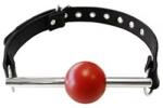 Rouge Leather Ball Gag with Removable Rubber Red Ball with Stainless Steel Rod BLACK/RED
