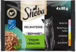 Sheba Delicacy Vegyes Választék Alutasakos Macskaeledel (Lazac, Fehérhúsú hal, Csirke, Pulyka) - 4x85 g
