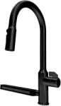 Welland S-6011-5 mosogató csaptelep - kihúzható multifunkciós fej - vízesés funkció (fekete)