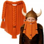 Hopki Viking Törpe Favágó Harcos Jelmez, narancssárga szakállal, Halloween-i karneválra