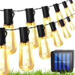 Hurtnet 10 LED-es napelemes kerti fényfüzér, teraszvilágítás, meleg fehér, 3, 5 m, 8 világítási móddal, IP65 (4013)