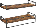 VASAGLE 2 darabos fali polc szett, rusztikus barna 40x15x5/9cm (LWS441B01)