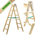 Kadax Festő Létra, fa, 2x6 fok, kétoldalú, 150kg teherbírás, lengyel (K4430)