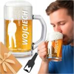  Gravírozott söröskorsó, 640ml, nyitóval, ajándék férfiaknak