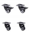 AKS Forgó Görgős Kerék Szett, 4db, 40mm, fekete, 300kg (150722/150723)