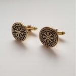  SlavieszkiPL Mandzsettagombok Algiz rúnás pajzs, sárgaréz (Slavieszki.PL)