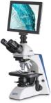 KERN OBN 135T241 biológiai mikroszkóp kamerával, kijelzővel 40x/100x/200x/400x/1000x nagyítás, végtelen optikai egység, állítható asztal, állítható fényerejű 3 W-os LED alsó megvilágítás, trinokuláris, szo