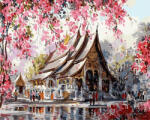 iPicasso Set pictura pe numere, cu sasiu, Gradina japoneza, 40x50 cm (PC40501163)