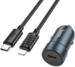 hoco. Autós töltő Hoco Z57, 30W, 3A, 1 x USB-C, Lightning kábellel, Szürke