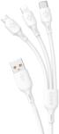 Dudao USB kábel - USB C / micro USB / Lightning 480Mb/s 6A 1.2m - fehér