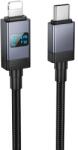 hoco. USB-C Lightning kábel Hoco X118 Kijelző, 27W, 1m, Fekete
