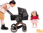 Corolle Set cărucior combinație triplă cu păpușă Perle Cybex Black 3in1 Pram Corolle cu păr șaten și ochi clipitori (CO141870-8)