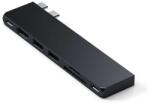 Satechi Докинг станция Satechi Pro Hub Slim, от 2x USB C към 2x USB C, 2x USB A, 1x HDMI, 1x SD/MicroSD четец, черна (ST-HUCPHSD)