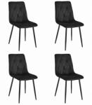  Valora Tyra szék, fekete bársony, fém lábak, 4 darabos szett