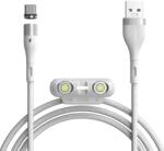 Baseus Кабел Baseus Zinc Magnetic Safe Fast Charging Data Cable (CA1T3-B02), от USB A(м) към Lightning(м)/USB C(м)/microUSB(м), магнитни накрайници, 1m, бял (CA1T3-B02 / 48159)