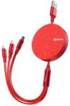 Baseus Кабел Baseus Fabric 3-in-1 Flexible Cable (CAMLT-BY09), от USB-A(м) към USB-C/Lightning/microUSB(м), 1.2m, червен (CAMLT-BY09 / 54817)