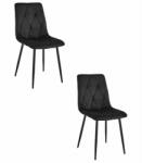  Valora TYRA szék, fekete bársony, fém lábak, 2 darabos szett