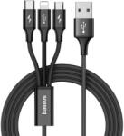 Baseus Кабел Baseus Rapid 3-in-1 USB Cable (CAMLT-SU01), от USB-A(м) към USB-C/Lightning/microUSB(м), 1.2m, 15W, черен (CAMLT-SU01 / 50940)