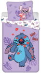 Jerry Fabrics Lila egyszemélyes pamut gyerek ágyneműhuzat 140x200 cm Lilo and Stitch "Kiss" - Jerry Fabrics