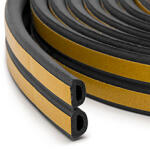 Delight Öntapadós ablak-ajtószigetelő gumiszalag, D profil (50m/12mm) fekete (11599BK-10-50)