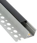 ANRO LED Profile ALP-025 Ezüst - Burkolatba süllyeszthető, oldalfali alu profil LED szalaghoz (Fekete búrával) (LP313 - LP-UNICOV1-BLK)