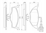 Bosch Fékbetét készlet, első AUDI A2 1.2D, kopásjelzővel, zajcsillapítóval