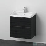 Duravit D-NEO 65x48 cm-es, 2 fiókos alsószekrény-1 csaplyukas mosdó kombináció, csaptelep nélkül, matt fekete tölgy DE012001616 (DE012001616)