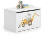  Ladă de jucării Daria albă cu imprimeu Excavator galben
