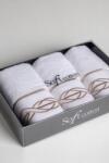 SOFT COTTON VITA kis törölközős ajándékcsomag, 3 db Fehér - bézs hímzés / White - beige embroidery