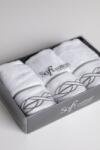 SOFT COTTON VITA kis törölközős ajándékcsomag, 3 db Fehér-szürke hímzés / Grey embroidery