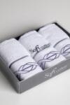 SOFT COTTON VITA kis törölközős ajándékcsomag, 3 db Fehér-lila színű / Lila embroidery