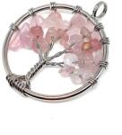 R. M. ékszer Életfa medál drótos Rózsakvarc 3cm (020648)
