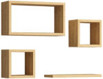 PAKOWORLD Set rafturi de perete 3 buc Babine Alb - Antracit - Stejar 84x15x44 cm (120-000450) Raft