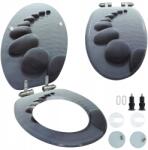 vidaXL WC ülőke, kő mintás, lassan záródó, MDF, állítható (STONES)