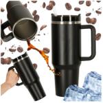 KIK Termikus bögre szívószállal és fogantyúval termosz 1200ml fekete (KX3032)