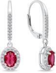 Brilio Silver Ezüst lógó fülbevaló fukszia cirkónium kövekkel EA752WR