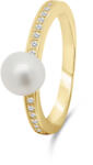 Brilio Silver Elegáns aranyozott valódi gyöngy gyűrű RI055Y 54 mm