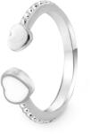 Beneto Gyengéd nyitott ezüst gyűrű szívekkel AGG472