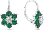 Brilio Silver Finom ezüst fülbevaló zöld cirkónium kövekkel Virágok EA307WG