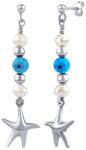 Silvego Ezüst fülbevaló Triton valódi gyöngyökkel, csillagokkal és gyöngyökkel PRM20261EPW